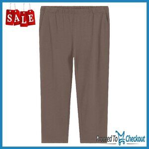 Plus Size Petite Knit Pants with Pockets - Elastic Waist Comfort